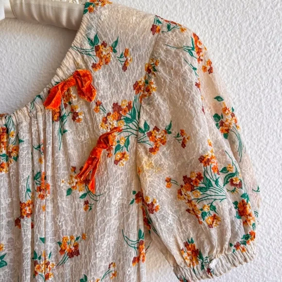 Stunning Vintage 1930s Orange Floral Gown With Velvet Bows (XS/S) - Picture 6 of 14